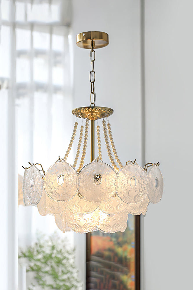 Pertid Glass Gold Chandelier - view 2 | morylighting