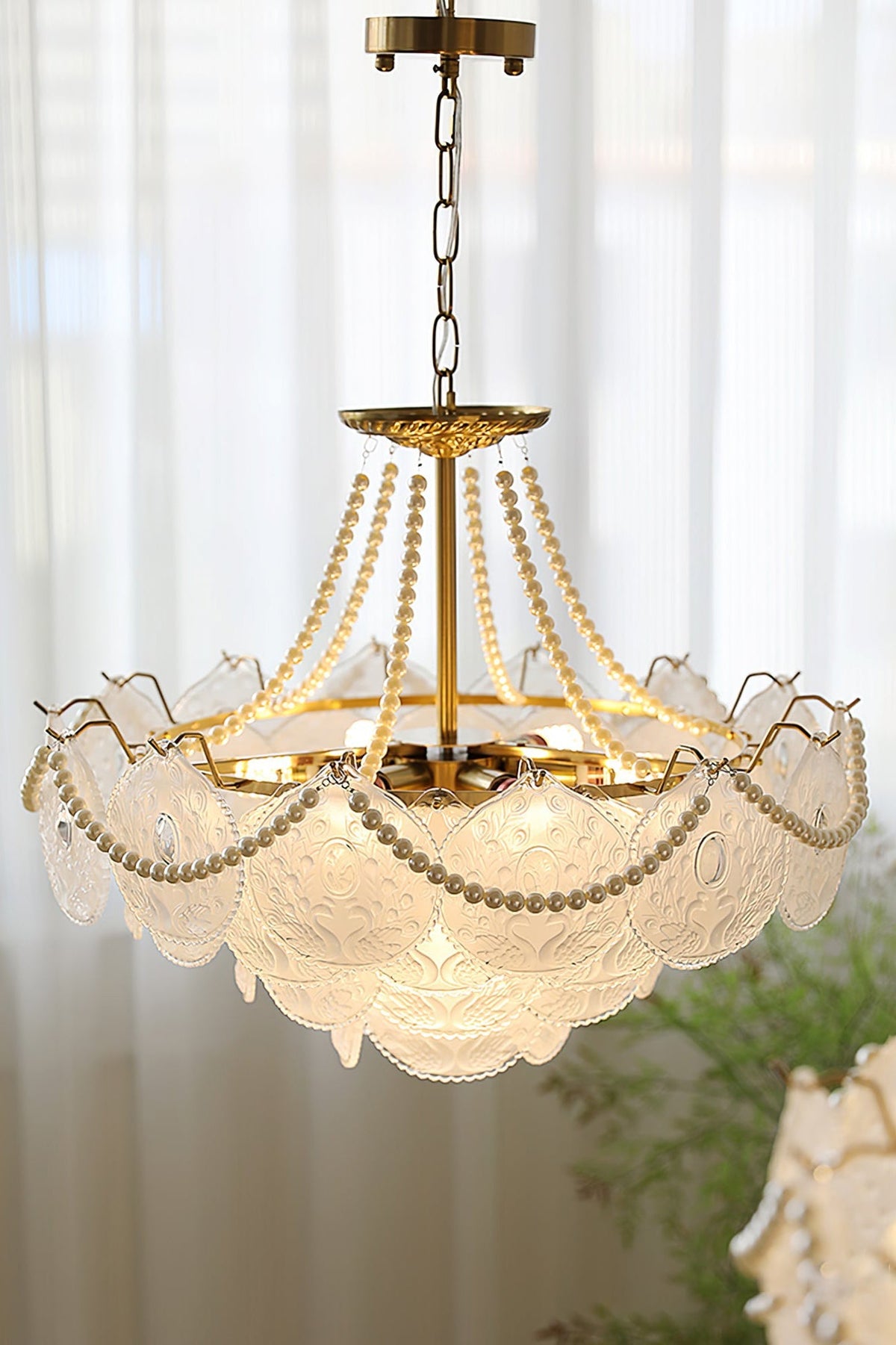 Pertid Glass Gold Chandelier - view 17 | morylighting