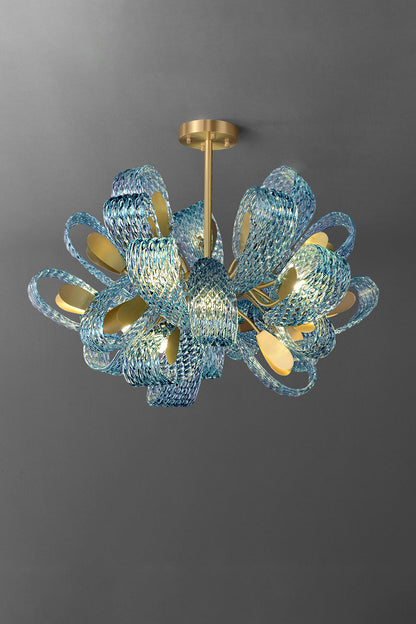 Petal Blue Glass Chandelier - morylighting