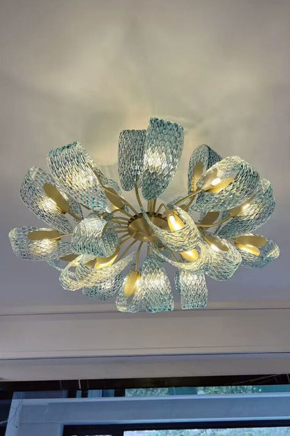 Petal Blue Glass Chandelier - morylighting