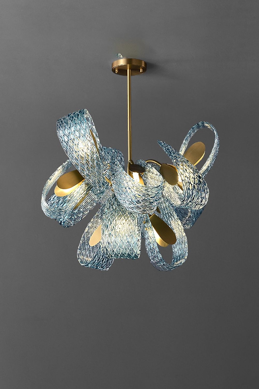 Petal Blue Glass Chandelier - morylighting