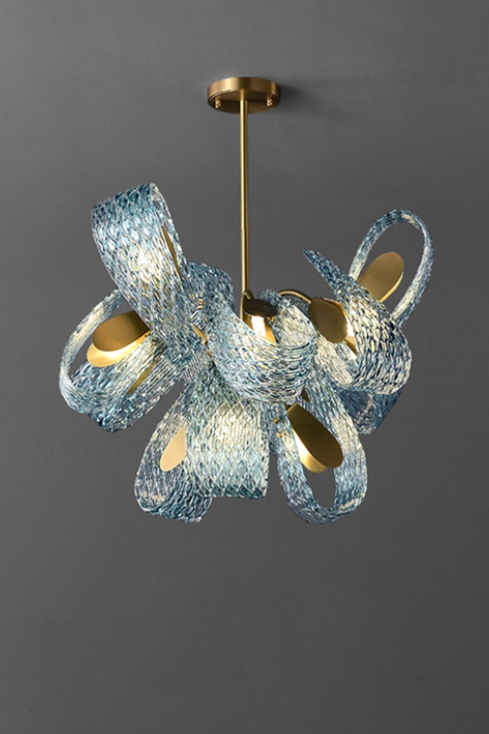 Petal Blue Glass Chandelier - morylighting