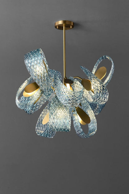 Petal Blue Glass Chandelier - morylighting