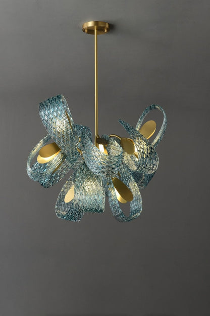Petal Blue Glass Chandelier - morylighting