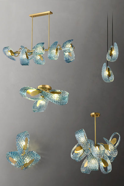 Petal Blue Glass Chandelier - morylighting