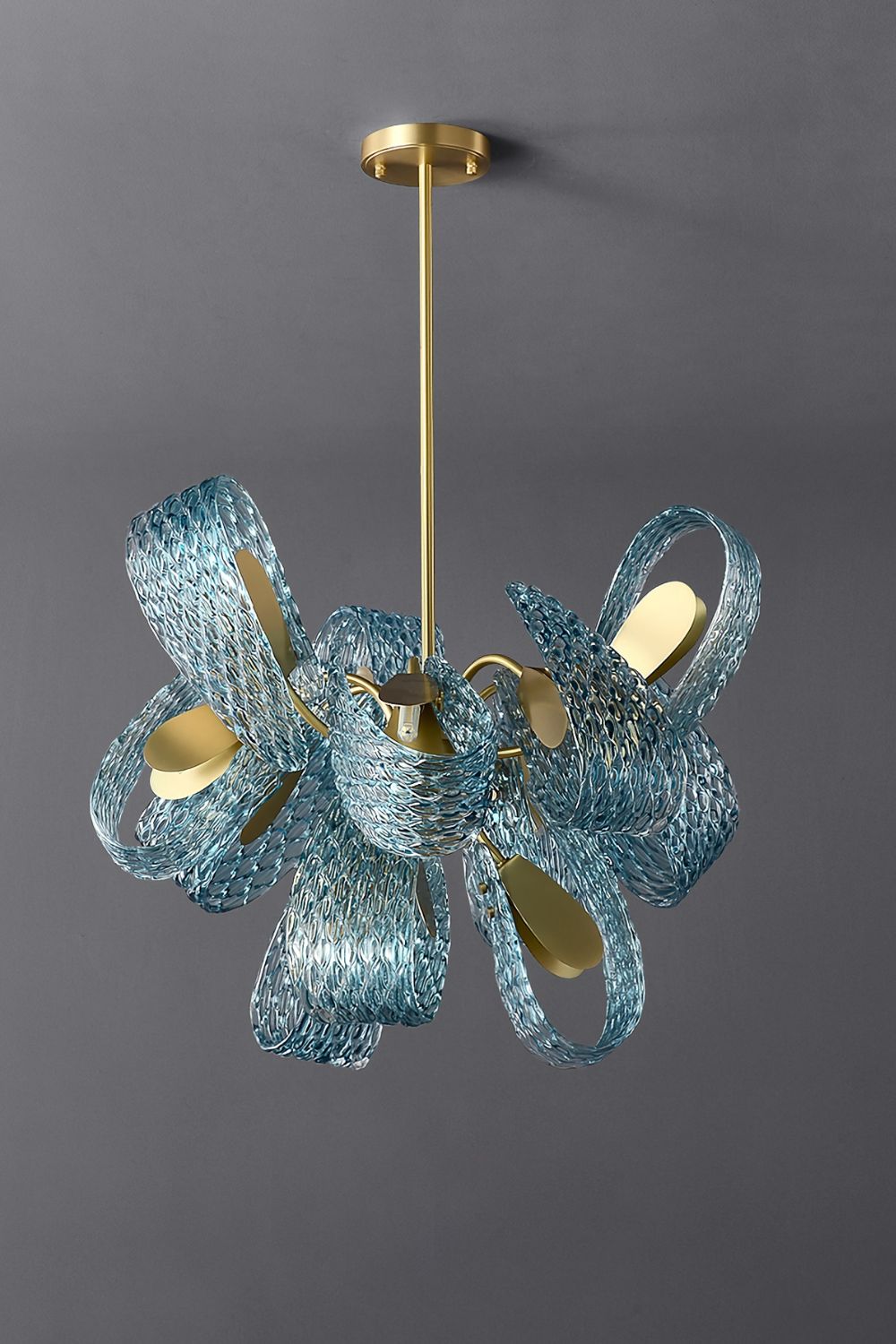 Petal Blue Glass Chandelier - morylighting