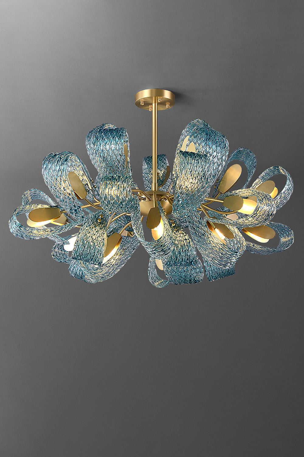 Petal Blue Glass Chandelier - morylighting