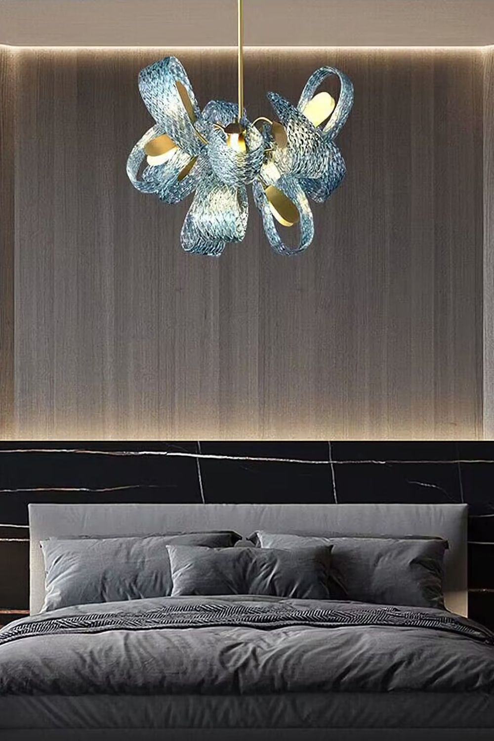 Petal Blue Glass Chandelier - morylighting