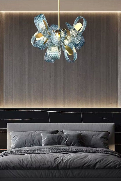 Petal Blue Glass Chandelier - morylighting