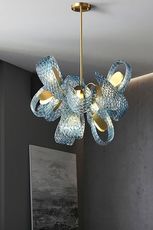 Petal Blue Glass Chandelier - morylighting