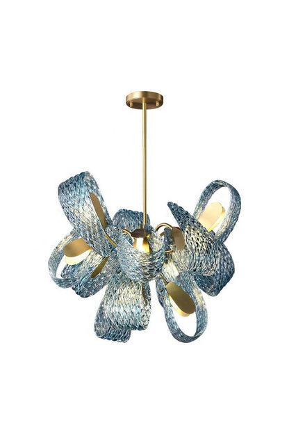 Petal Blue Glass Chandelier - morylighting