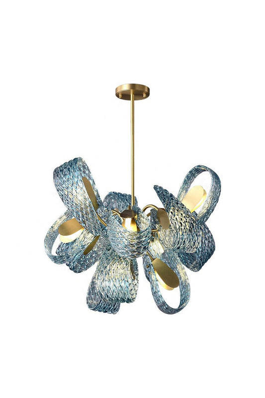 Petal Blue Glass Chandelier - morylighting
