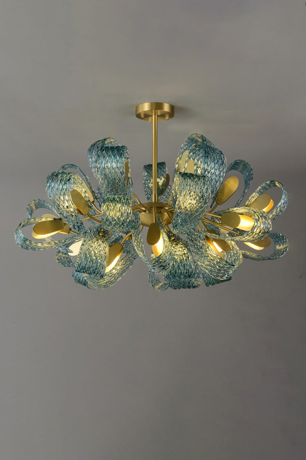 Petal Blue Glass Chandelier - morylighting