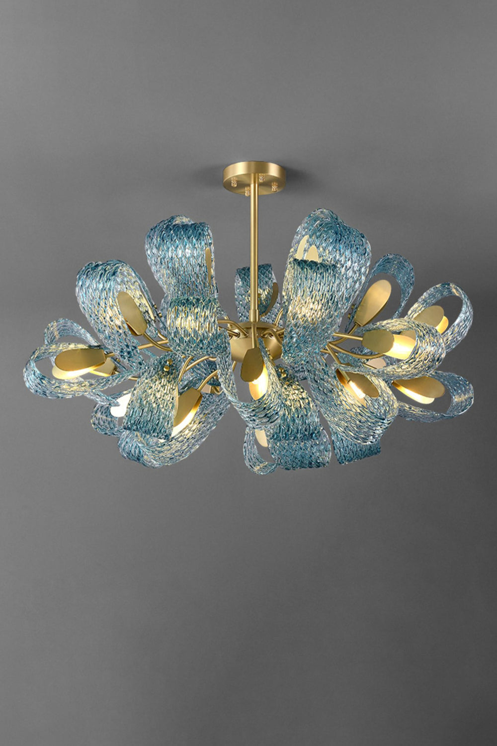 Petal Blue Glass Chandelier - morylighting