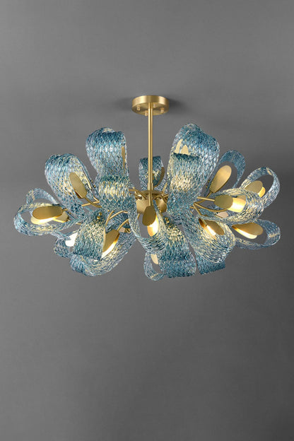 Petal Blue Glass Chandelier - morylighting
