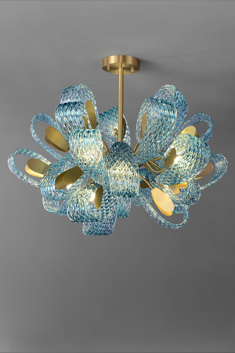 Petal Blue Glass Chandelier - morylighting