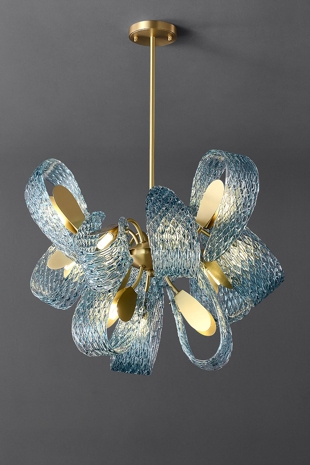 Petal Blue Glass Chandelier - morylighting