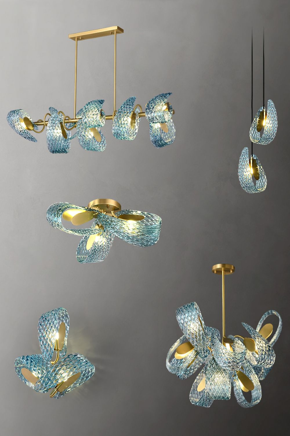 Petal Blue Glass Pendant Light - morylighting