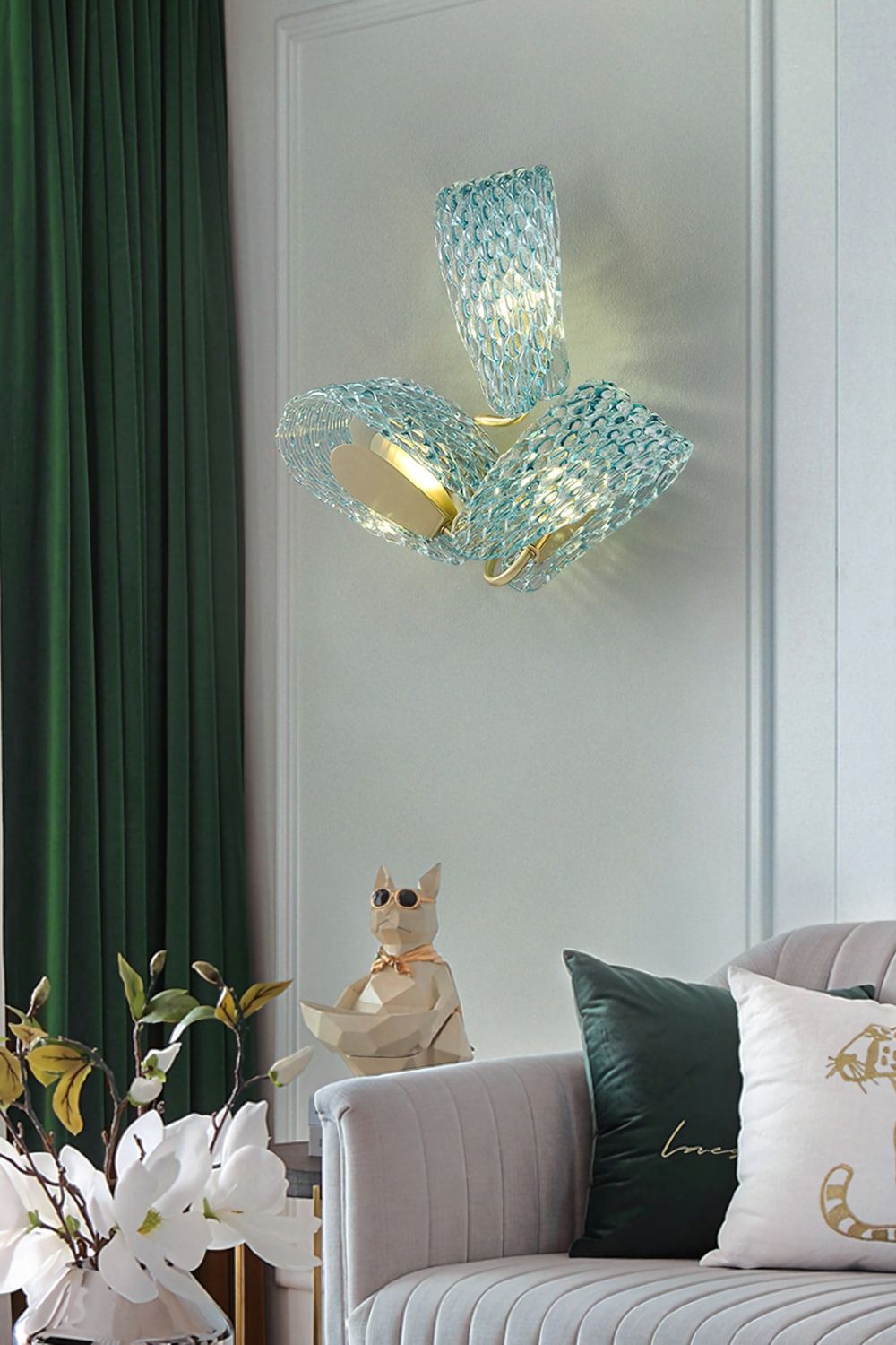 Petal Blue Glass Wall Lamp - morylighting