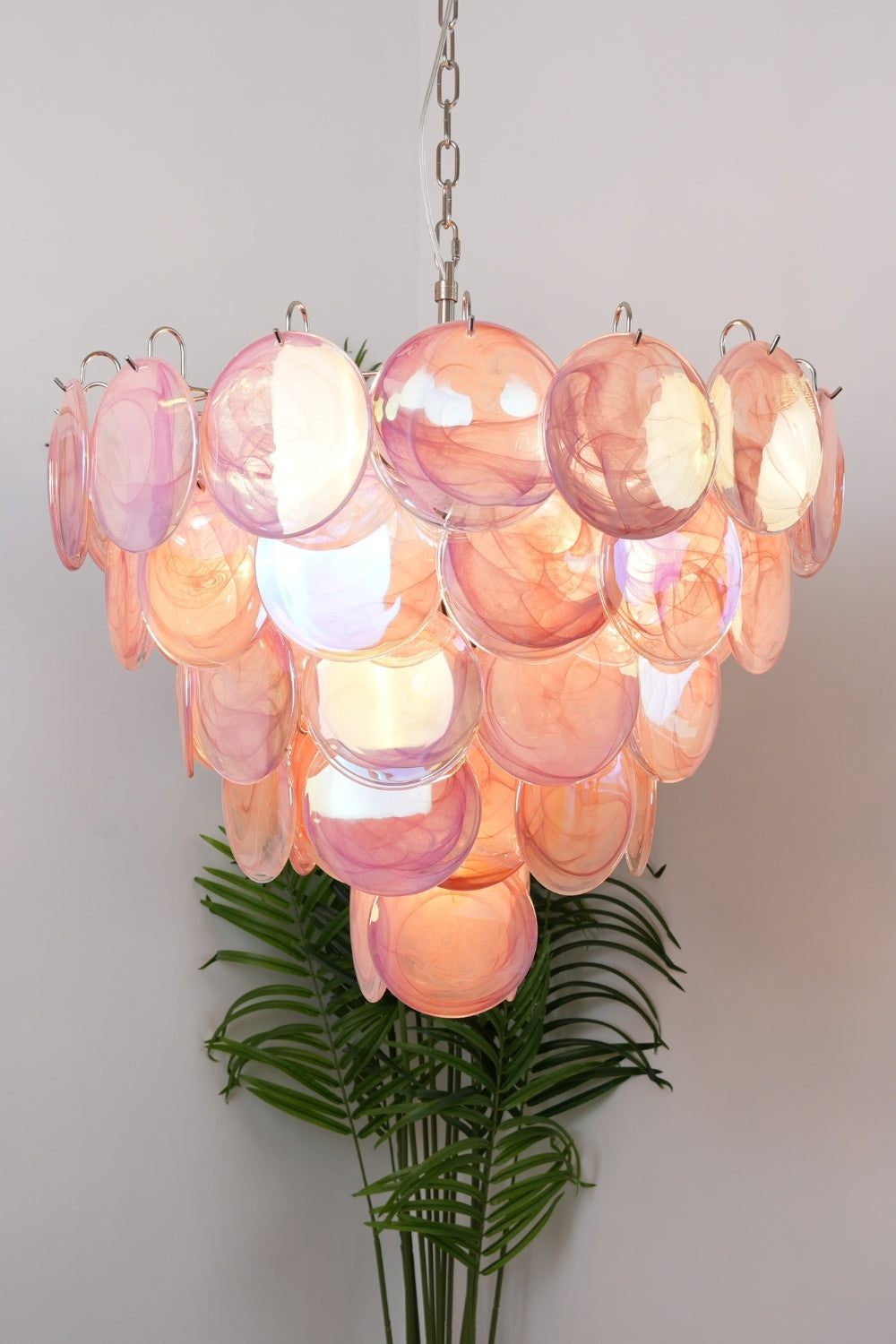 Pink Glass High Quality Art Iridescent Chandelier - view 7 | morylighting