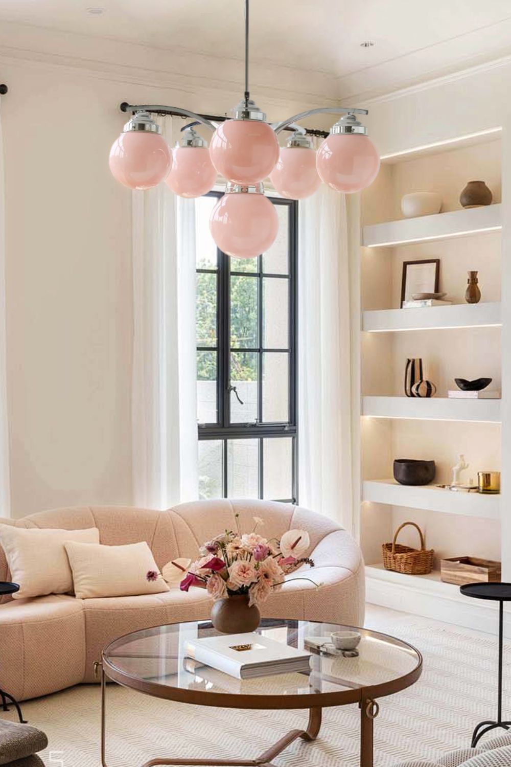 Pink Globe Modern Chandelier - view 7 | morylighting