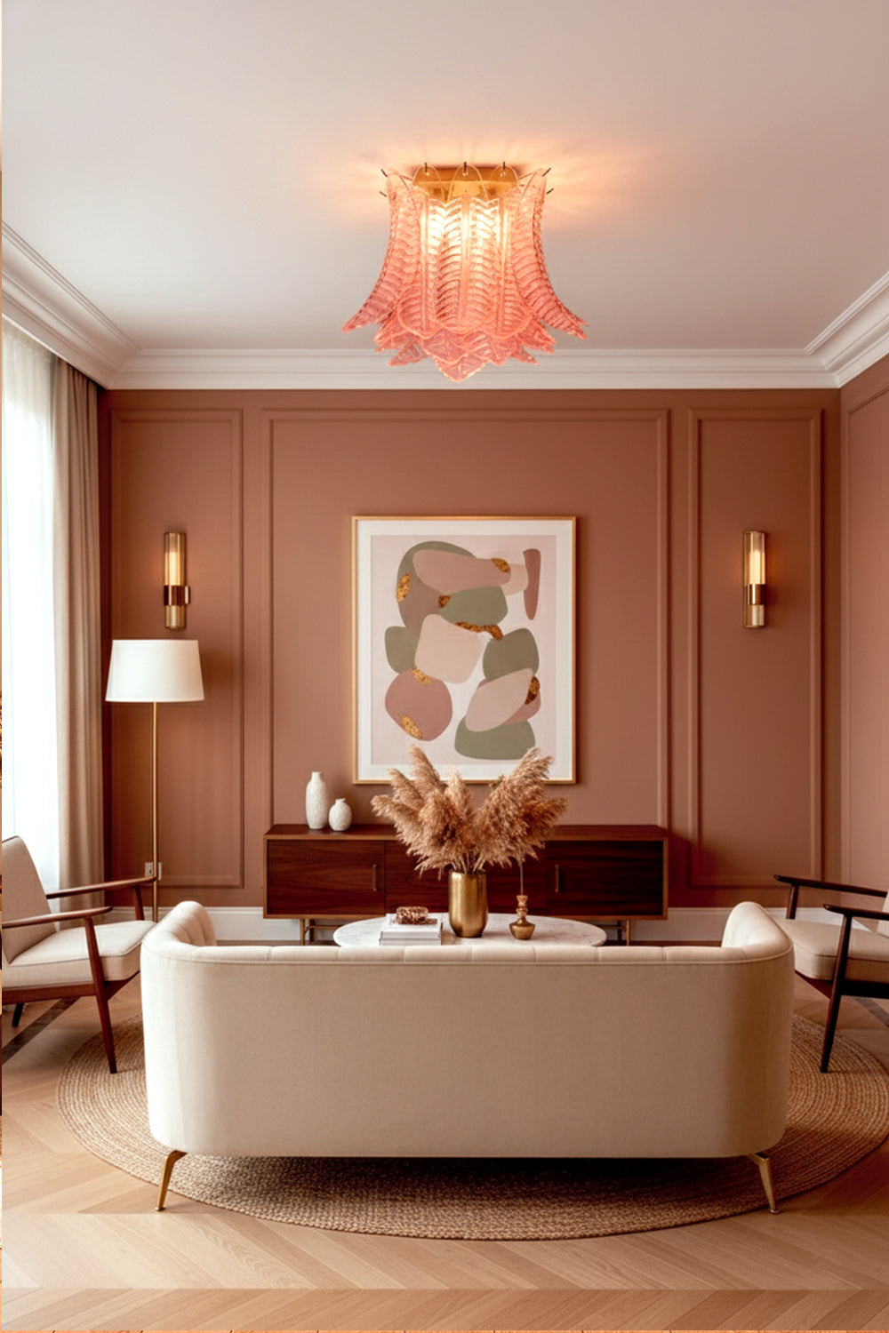 Pink Art Felci Glass Ceiling Light - view 3 | morylighting
