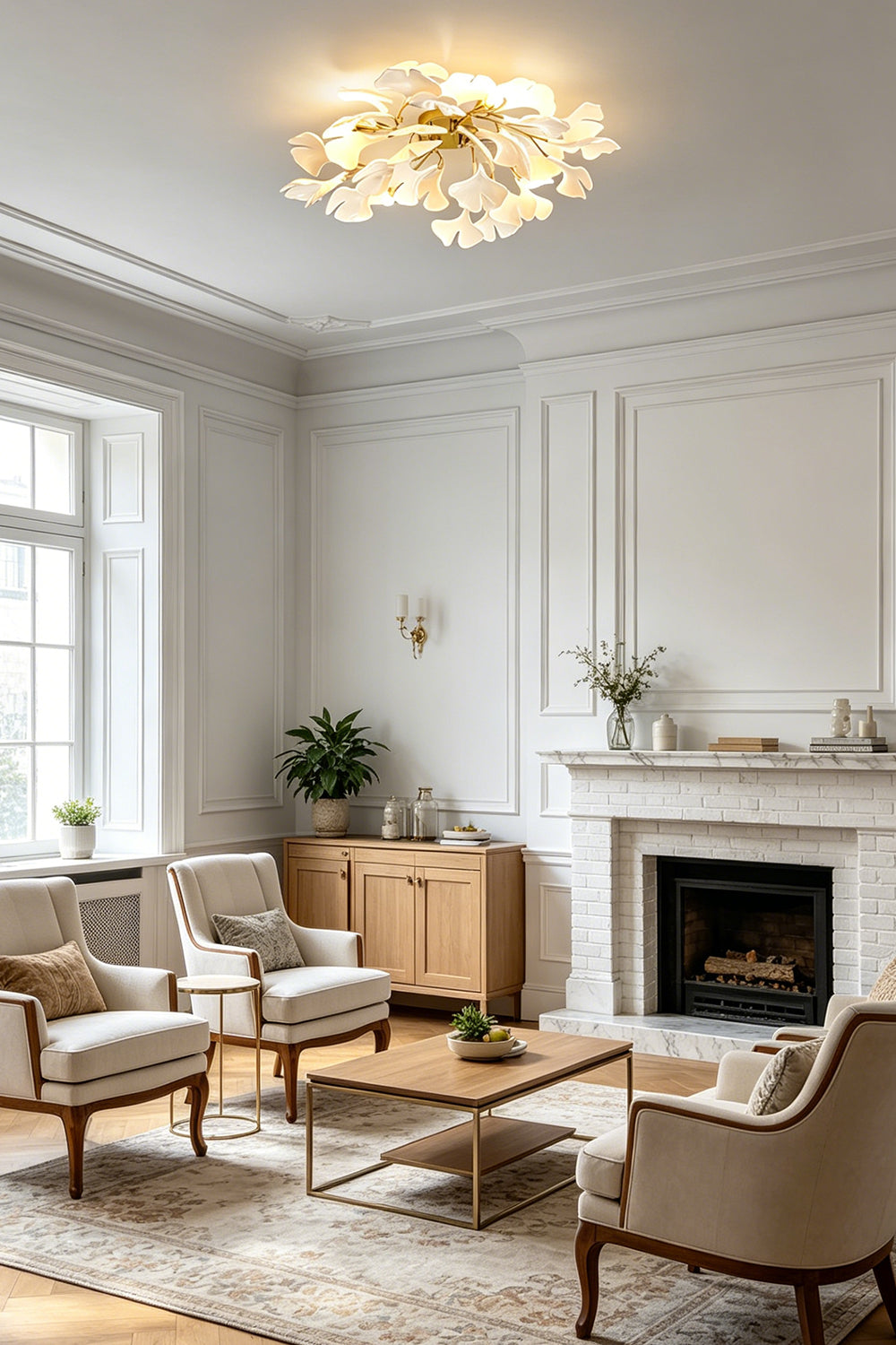 Porcelain Ginkgo Leaf Ceiling Light for Living room | vexa lamps