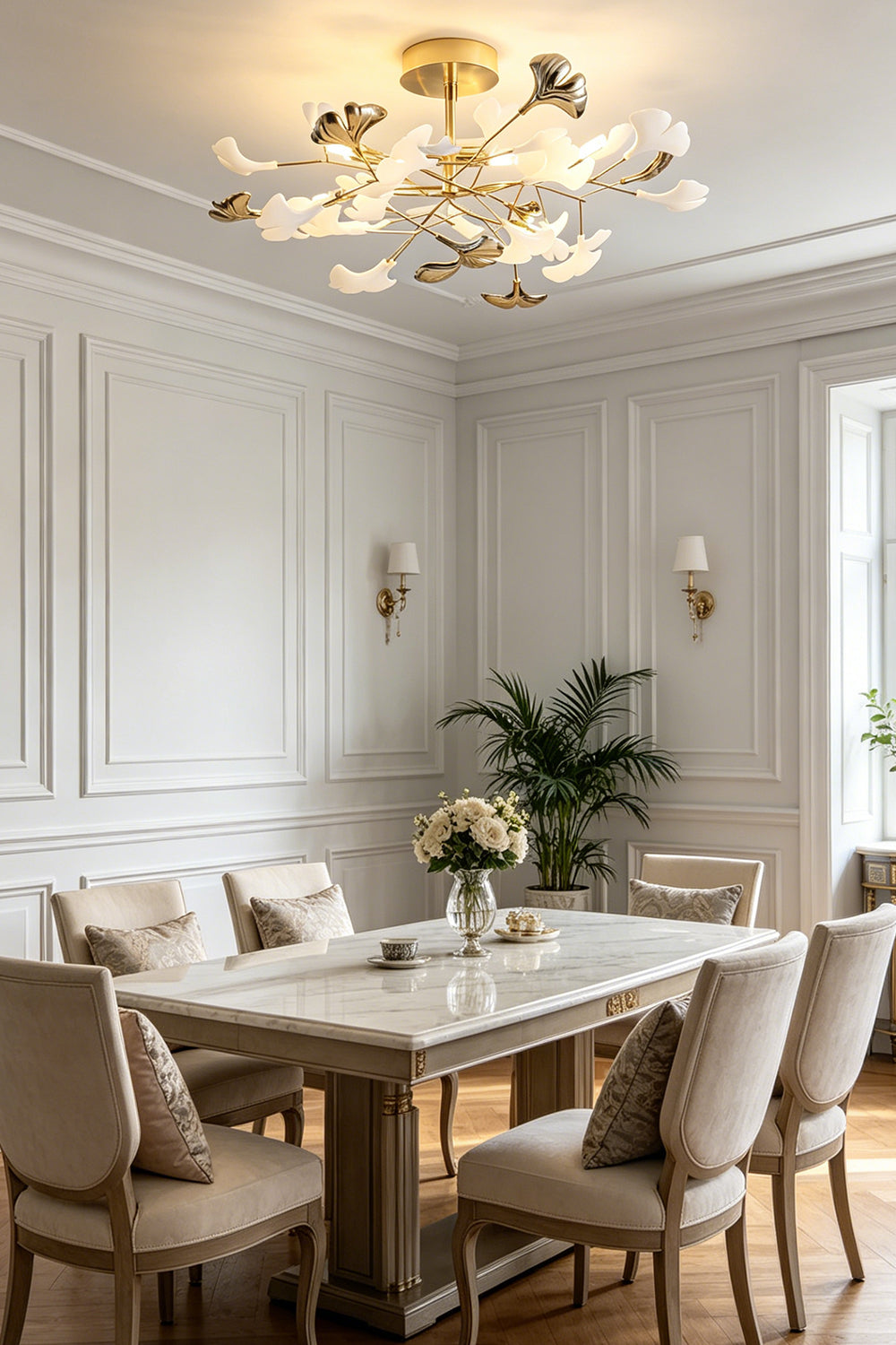 Porcelain Ginkgo Leaf Ceiling Light for Restaurant| vexa lamps