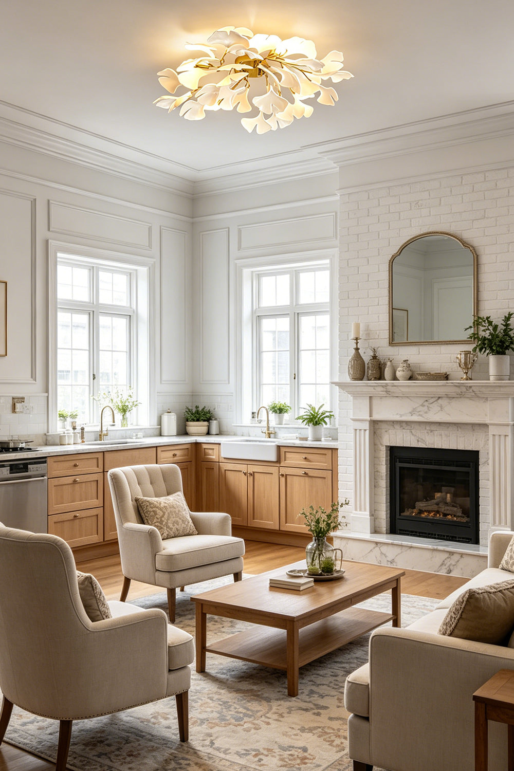 Porcelain Ginkgo Leaf Ceiling Light for Living room | vexa lamps
