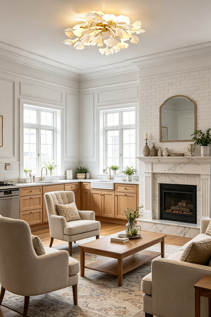 Porcelain Ginkgo Leaf Ceiling Light for Living room | vexa lamps