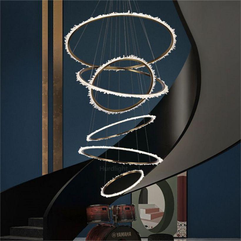 Primary Crystal Cluster Multi Rings Chandelier - morylighting