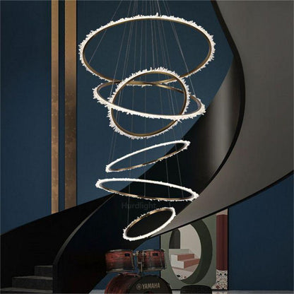 Primary Crystal Cluster Multi Rings Chandelier - morylighting