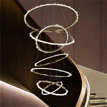 Primary Crystal Cluster Multi Rings Chandelier - morylighting