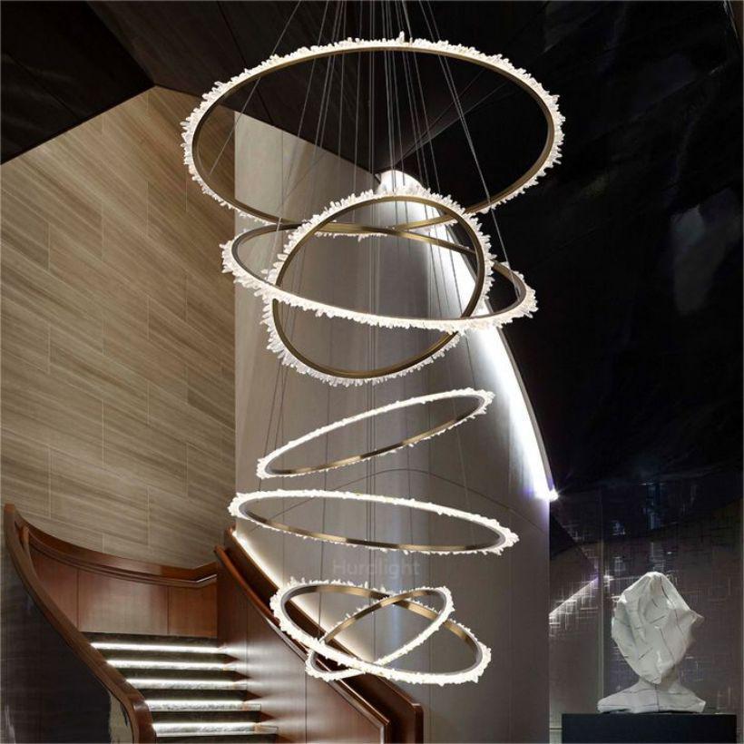 Primary Crystal Cluster Multi Rings Chandelier - morylighting