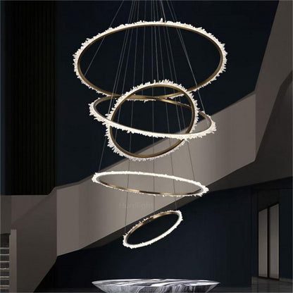 Primary Crystal Cluster Multi Rings Chandelier - morylighting