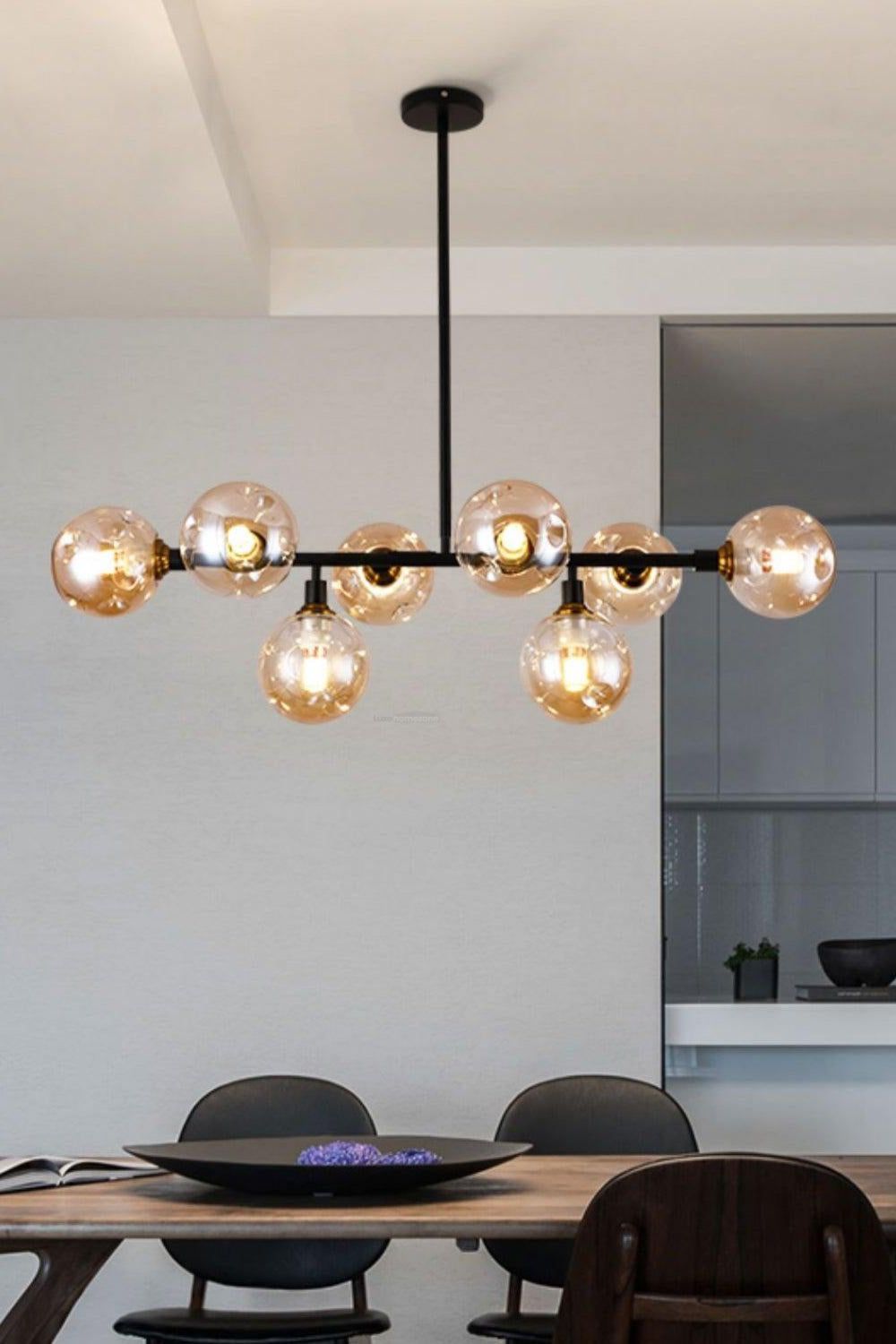 Primas Smoked Glass Linear Chandelier - view 3 | morylighting