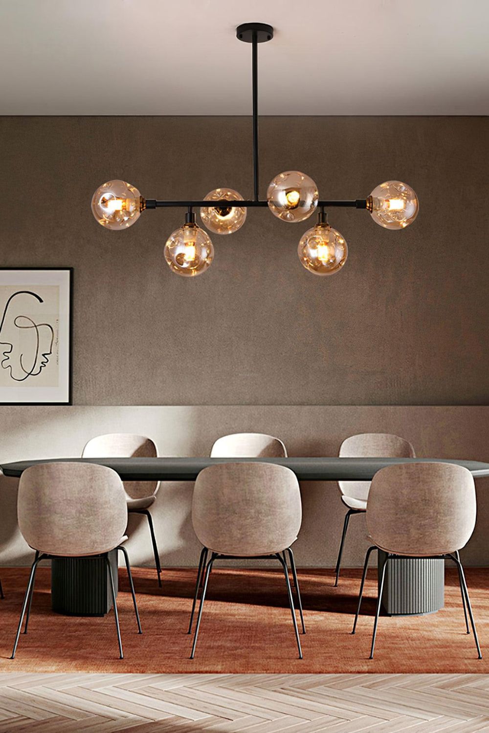 Primas Smoked Glass Linear Chandelier - view 5 | morylighting