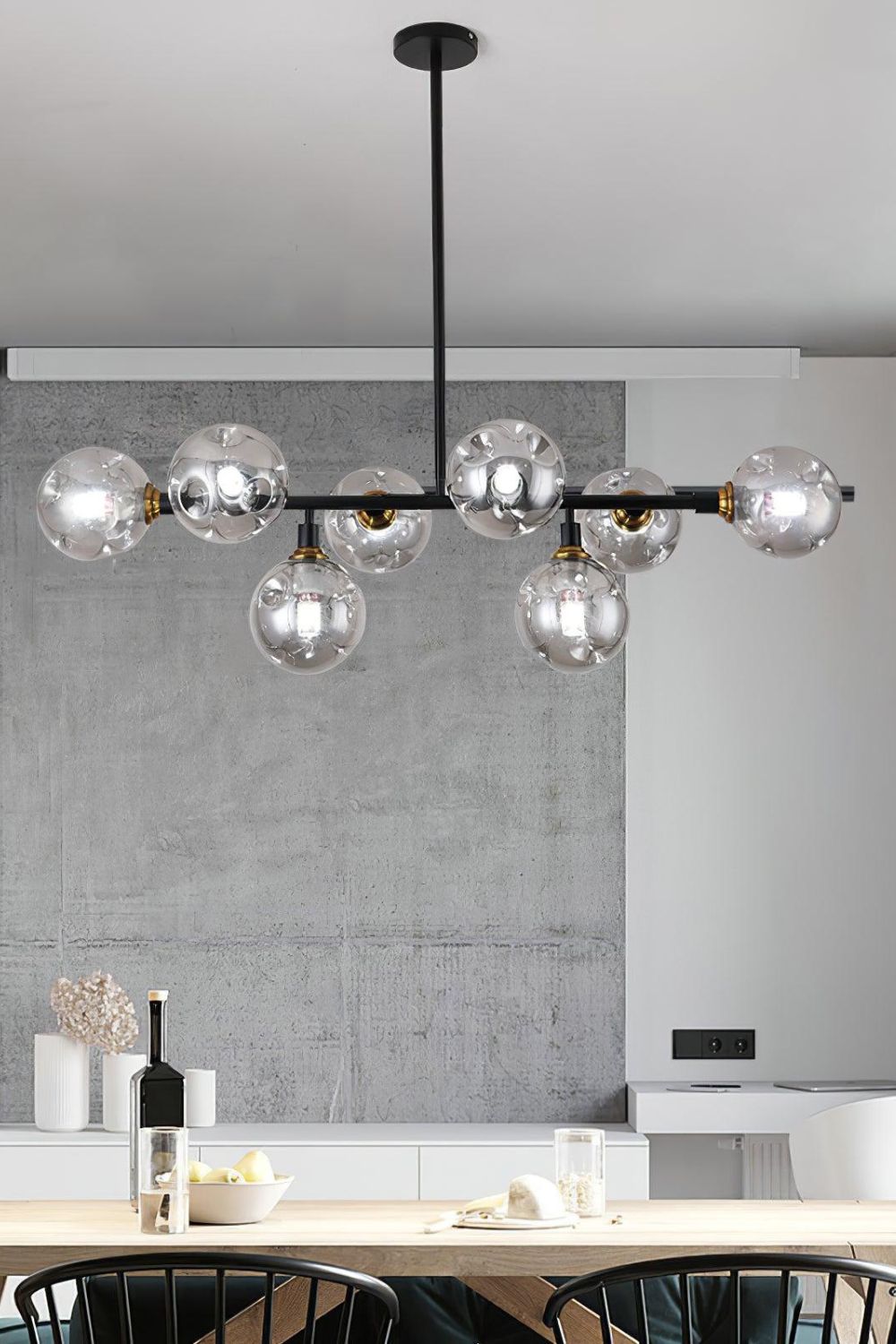 Primas Smoked Glass Linear Chandelier - view 4 | morylighting
