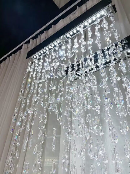 Modern Waterfall Tassel Crystal Chandelier for Dining & Kitchen