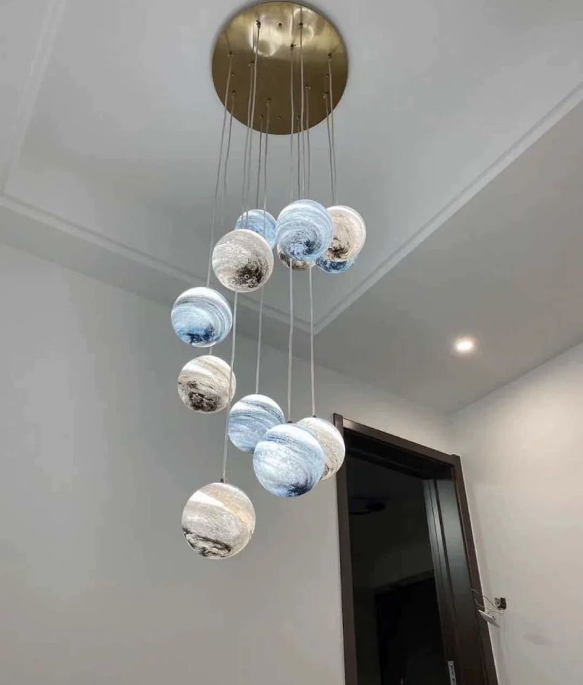 Morylighting Celestial Orb Long Pendant Chandelier - Background Shot