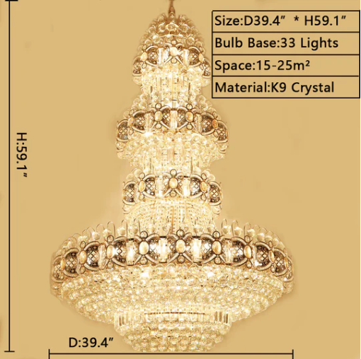 Morylighting Grand Empire Gold Crystal Chandelier - Background Shot