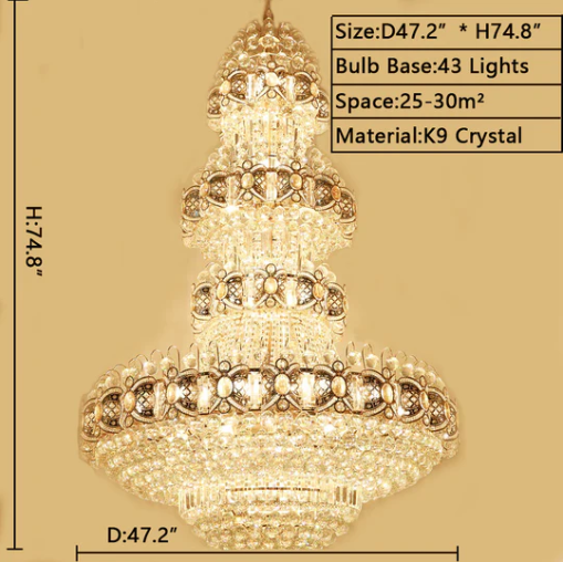 Morylighting Grand Empire Gold Crystal Chandelier - Background Shot