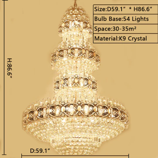 Morylighting Grand Empire Gold Crystal Chandelier - Background Shot