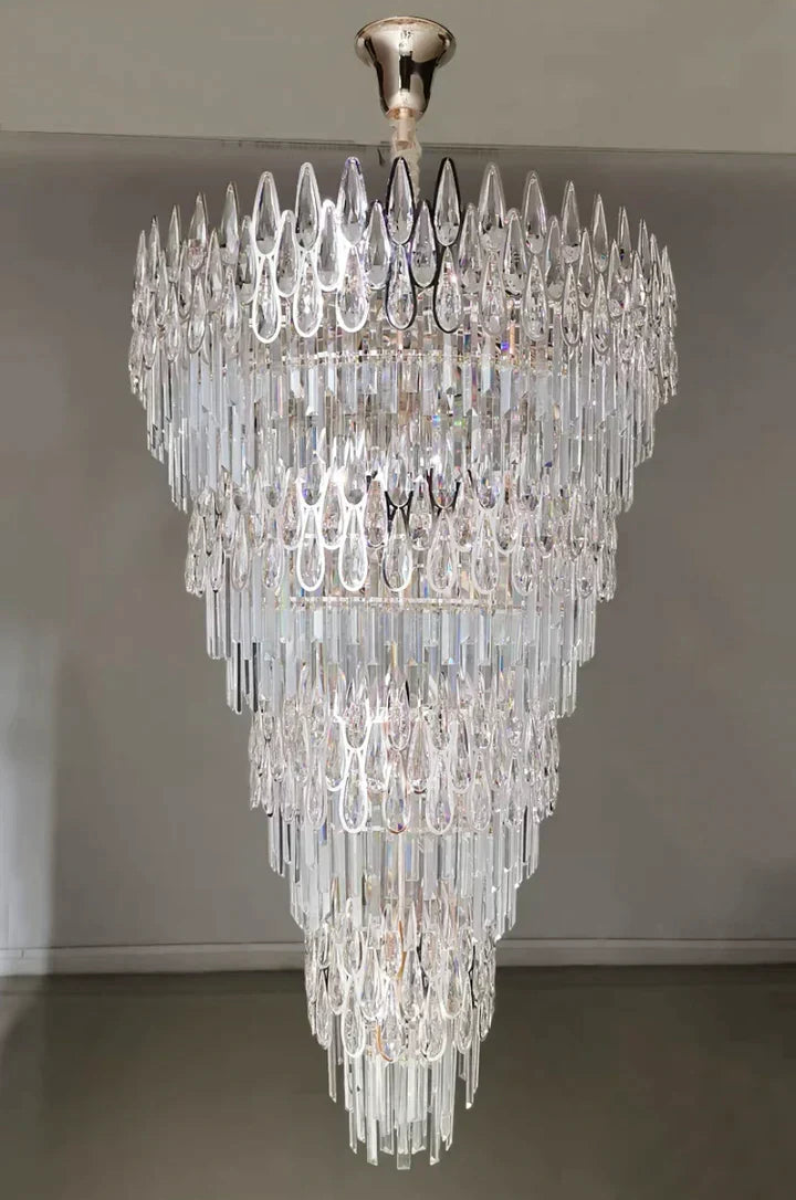 Morylighting Grand Tiered Crystal Raindrop Chandelier - Background Shot