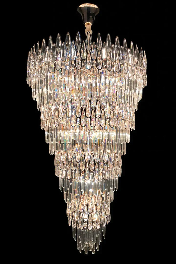 Morylighting Grand Tiered Crystal Raindrop Chandelier - Background Shot