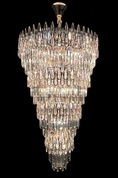 Morylighting Grand Tiered Crystal Raindrop Chandelier - Background Shot