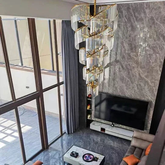 Morylighting Grand Tiered Spiral Crystal Chandelier - grand American estate foyer
