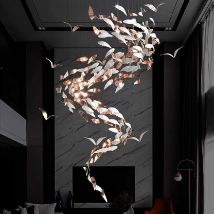 Luxury Spiral Creative Floating Ceramic Wings Chandelier for Hotel Lobby/Restaurant
