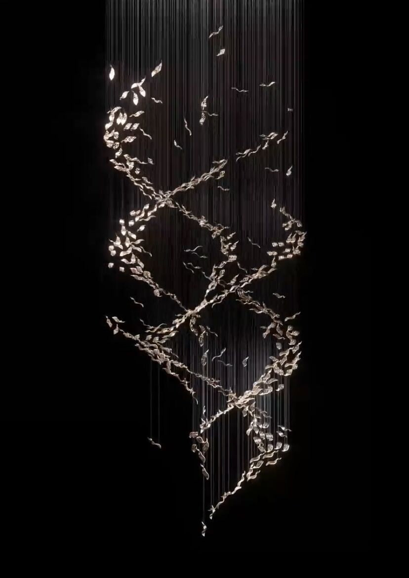 Morylighting Grand Lumina Double Spiral Crystal Chandelier - Background Shot