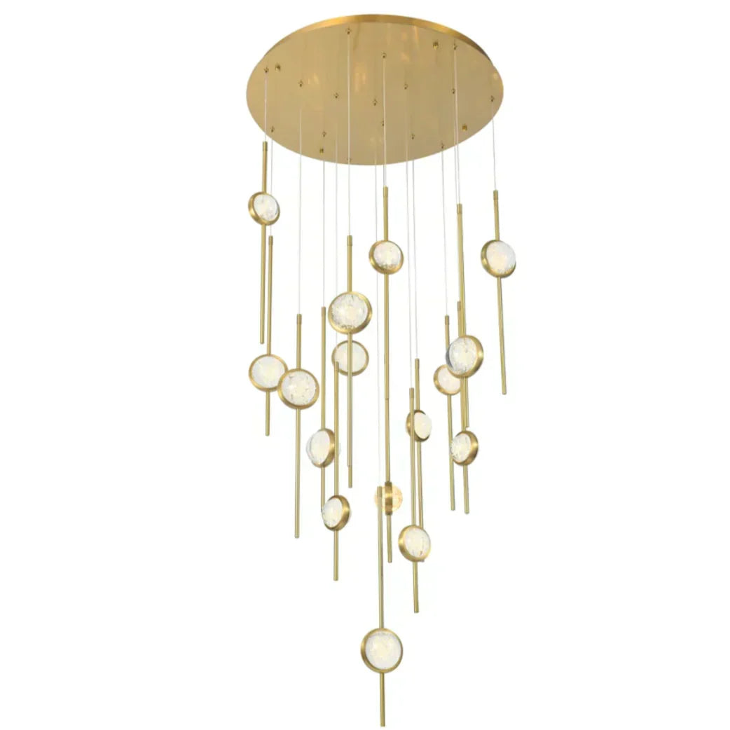 Modern Floating Galss Ball Brass Chandelier for High-ceiling